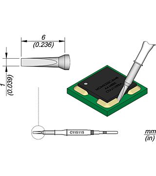 Chisel-shaped soldering tip, 6 x 1 mm, C115115