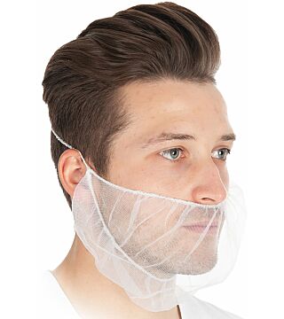 Protezione barba Hygostar, con elastico senza lattice, nylon, bianco, 46x20cm, PU: 100 pezzi
