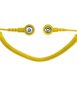ESD spiral cable, 2 MOhm, yellow, 3/10 mm push button, various versions
