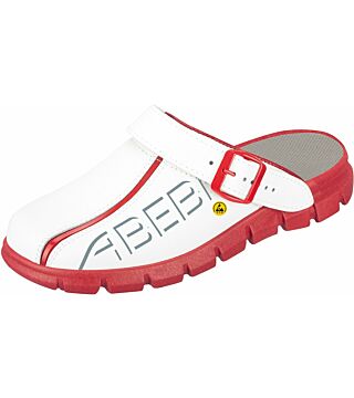 Clog weiß/ rot mit Aufdruck ESD, 37313 ESD-Berufsschuhe Dynamic Damen / Herren, OB