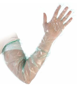Hygostar LDPE Handschuhe SOFTLINE EXTRA LANG, grün, glatt, Gummiband, 90 cm