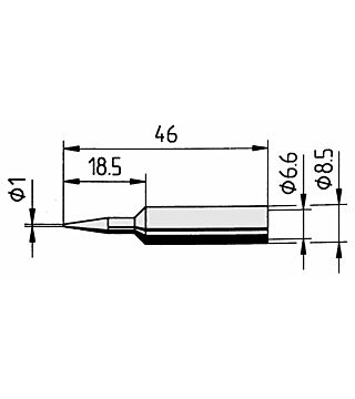 Soldering tip, straight, pencil tip, 1.0 mm, 0832BDLF