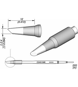 Lötspitze rund/abgeschrägt, D: 2,4 mm für T245, C245156E