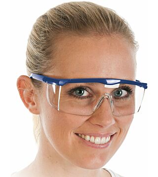 Hygostar all-purpose safety spectacles blue, temples length adjustable, scratch-resistant