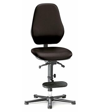 ESD-stoel BASIC 3, glijders, klimhulp, permanent contact, stof Duotec blauw, rugleuning 430 mm
